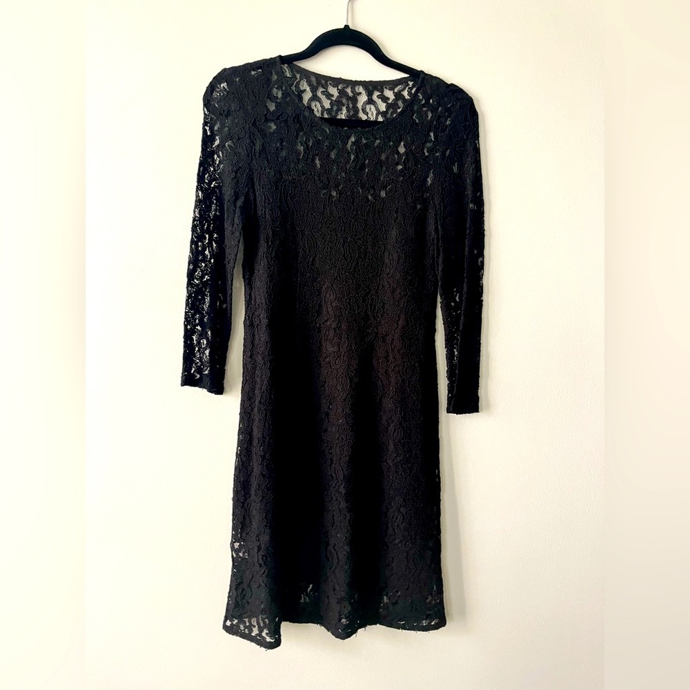 Broadway & Broome Madewell size 10 Black quarter sleeve lace dress
